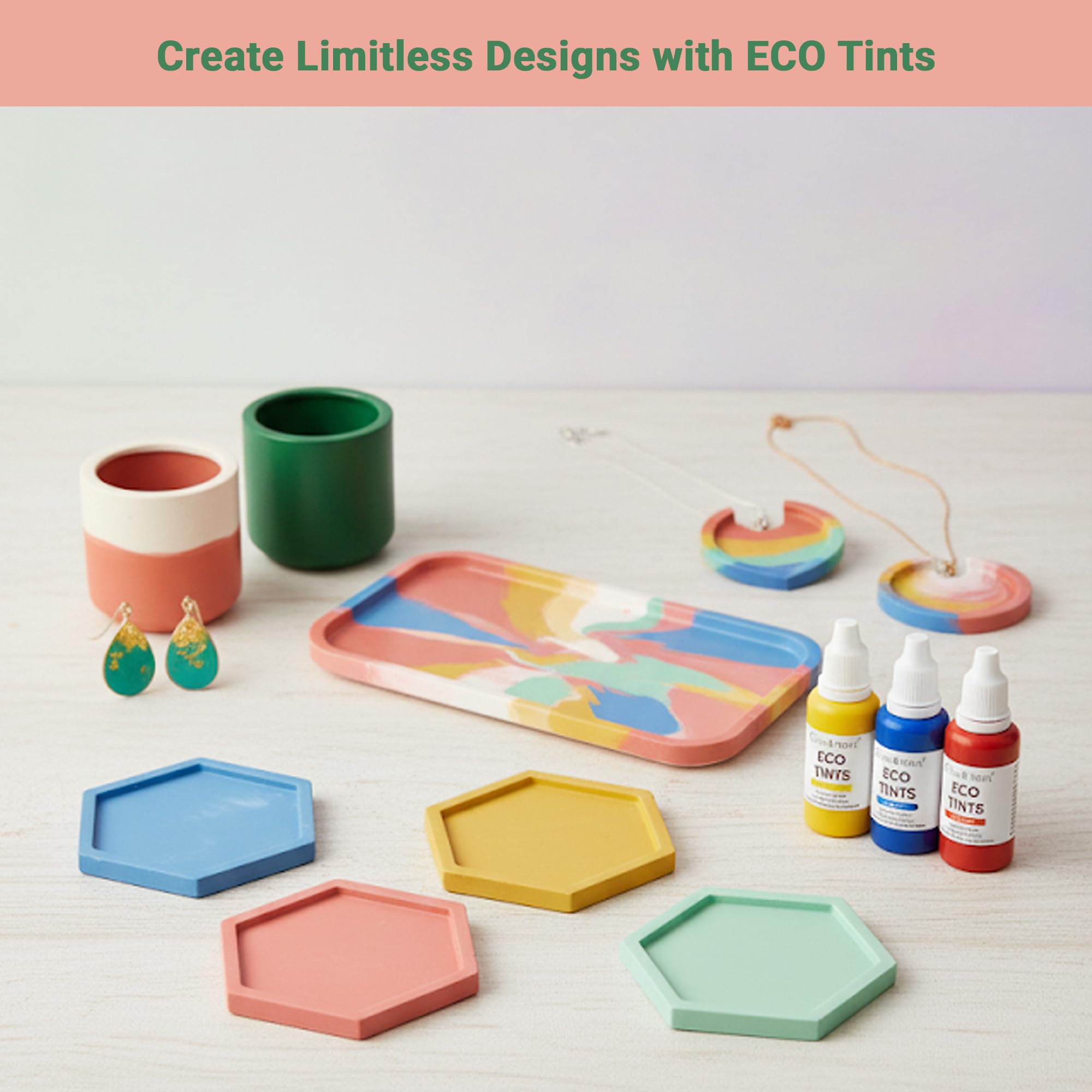 GRANOTONE ECO TINTS – Pack of 6 Colors (25g Each) | Water-Based Pigment Dispersions for Resin, Epoxy, Concrete & Crafts