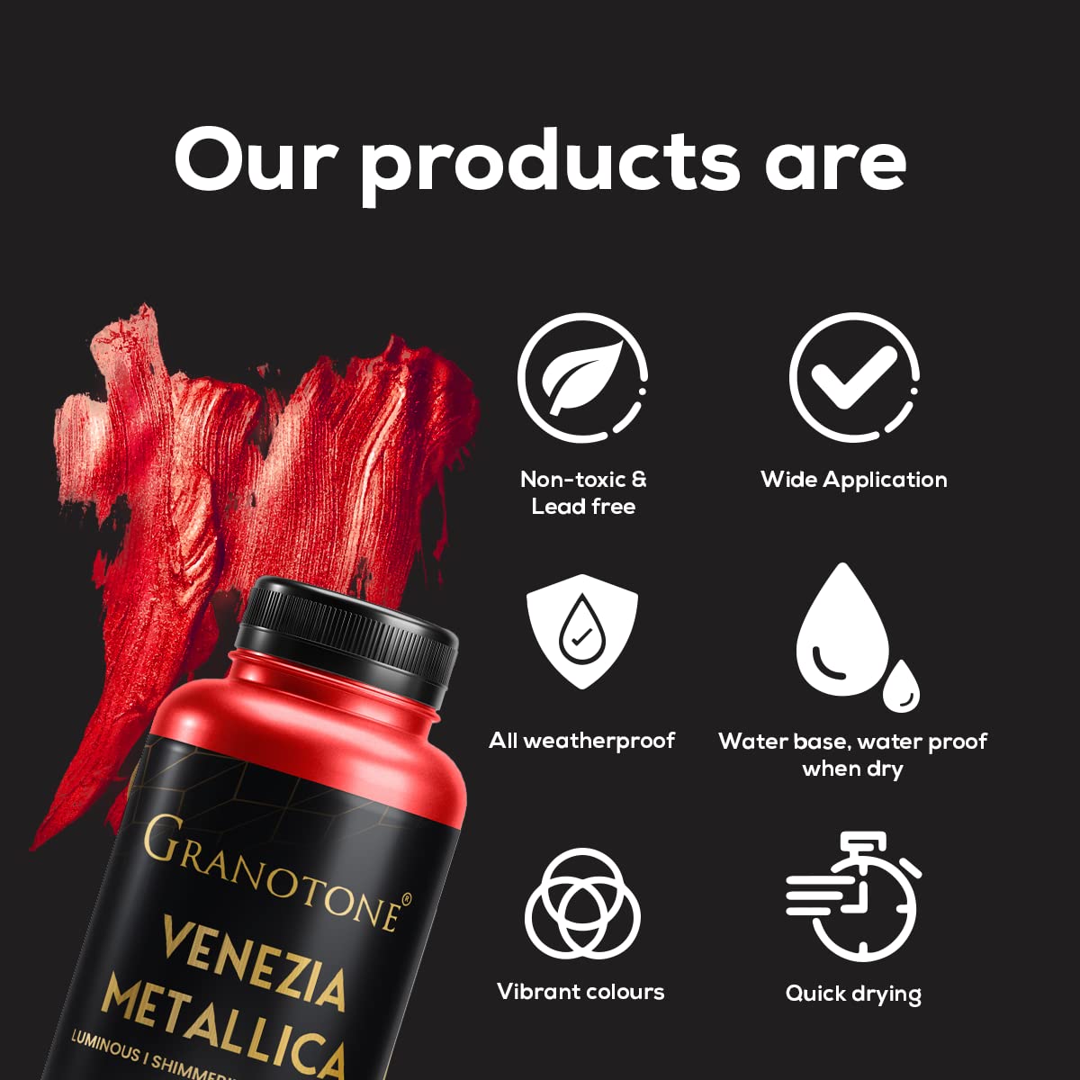Acrylic Venezia Metallic - 200 ml (Red)