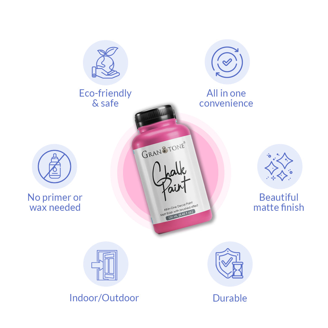 GRANOTONE Chalk Paint for Furniture, Home Decor, Crafts - Eco-Friendly - All-in-One - No Wax Needed.