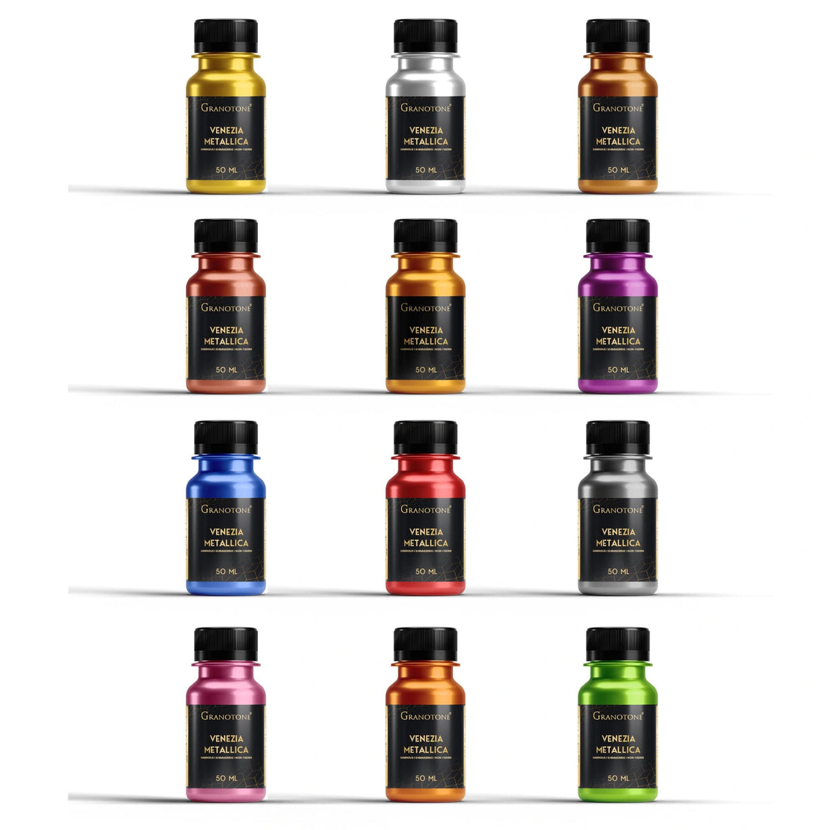 Acrylic Venezia Metallic - Set of 12 Metallic Shades (50ml each)