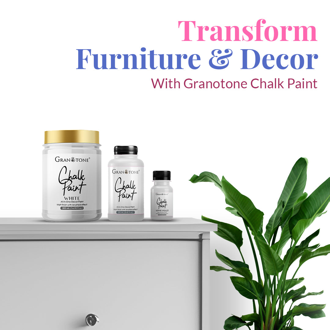 GRANOTONE Chalk Paint for Furniture, Home Decor, Crafts - Eco-Friendly - All-in-One - No Wax Needed.