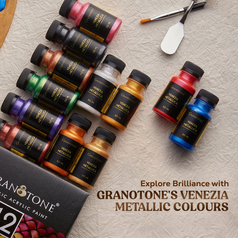 Acrylic Venezia Metallic - Set of 12 Metallic Shades (50ml each)