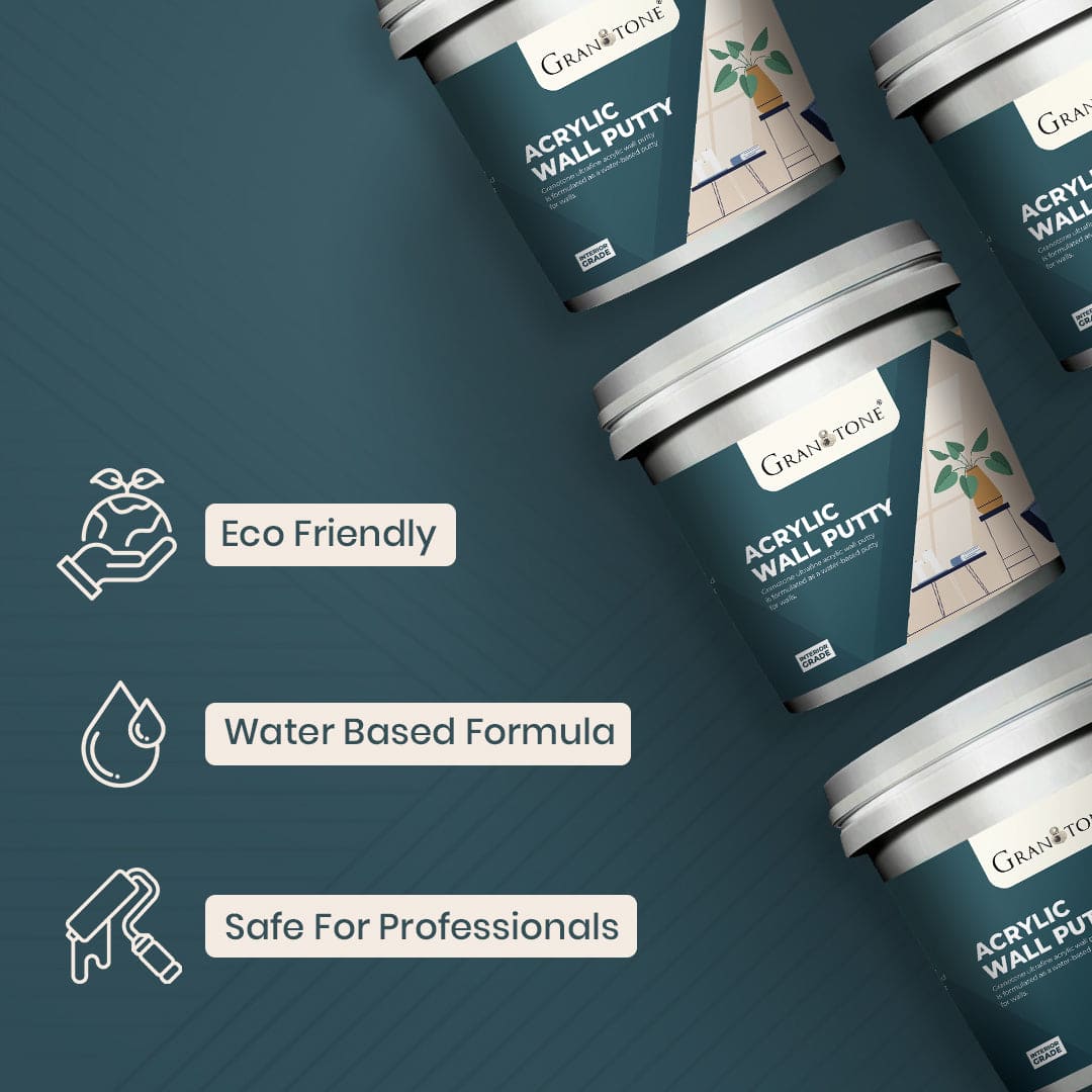 GRANOTONE Acrylic Wall Putty - Smooth Finish & Easy to Apply, Durable Filler for Interior Walls, Crack Resistant, White