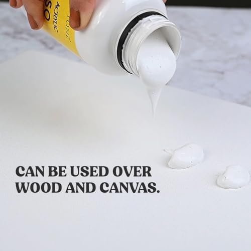 Acrylic Gesso (White) Water Base Non-Toxic Universal Gesso Primer to Apply as an Undercoat Before Painting for Extra Coverage