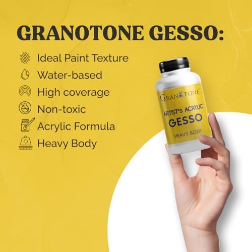 Acrylic Gesso (White) Water Base Non-Toxic Universal Gesso Primer to Apply as an Undercoat Before Painting for Extra Coverage