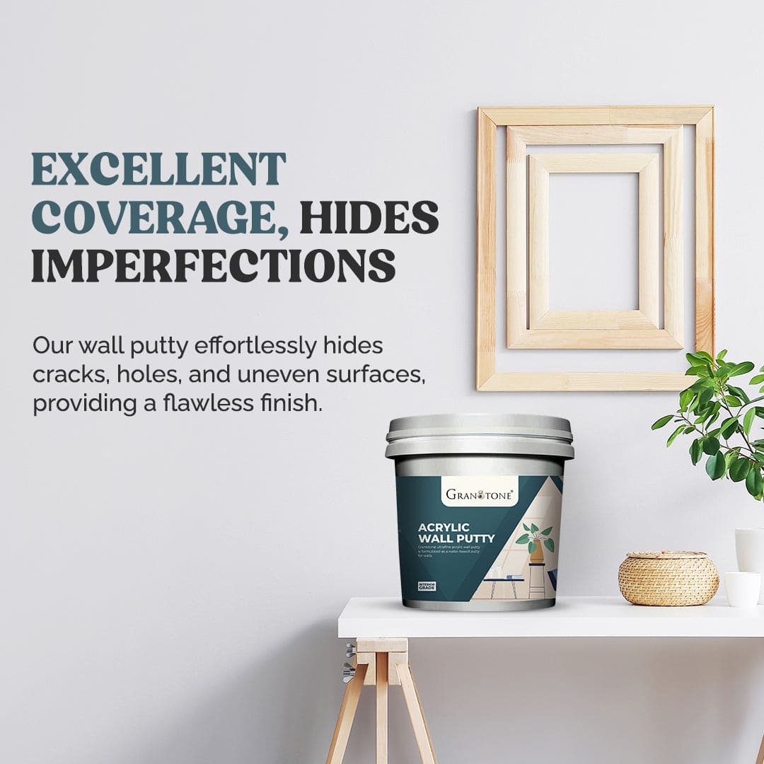 GRANOTONE Acrylic Wall Putty - Smooth Finish & Easy to Apply, Durable Filler for Interior Walls, Crack Resistant, White