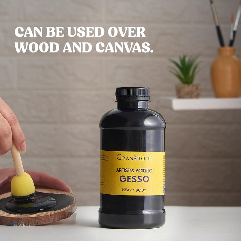 Acrylic Gesso (Black) Water Base Non-Toxic Universal Gesso Primer to Apply as an Undercoat Before Painting for Extra Coverage