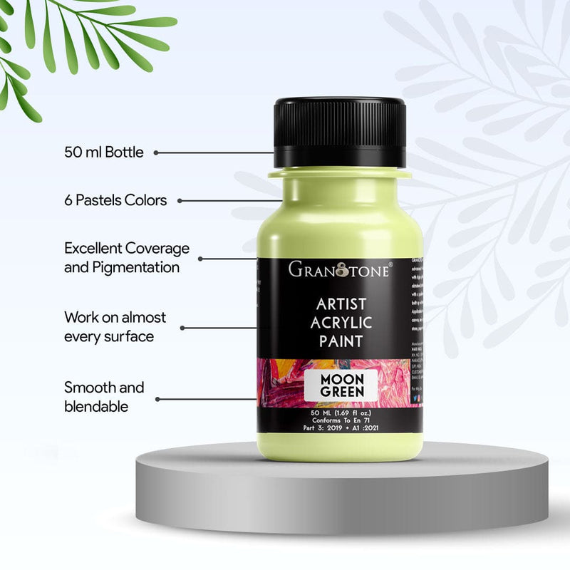 GRANOTONE Pastel Acrylic Paint Set - 6 Beautiful Colors, 50 ml Each - Perfect for Artists and Crafters