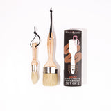 Granotone Chalk and Wax Paint Brush Set, 2Pcs Painting Brush Set with Natural Bristles & Wooden Handle, Professional Paint Brushes for Wood Furniture Home Decor, Round Brush & Pointed Brush