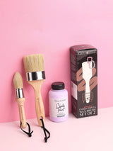 Granotone Chalk and Wax Paint Brush Set, 2Pcs Painting Brush Set with Natural Bristles & Wooden Handle, Professional Paint Brushes for Wood Furniture Home Decor, Round Brush & Pointed Brush
