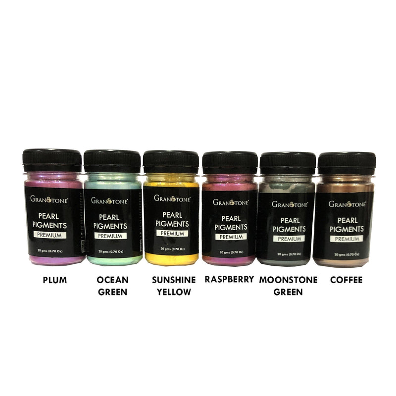 Non-Toxic Pearl/ Mica Pigment - Set of 6  (Vibrant Colors, 20gm Each) - Granotone